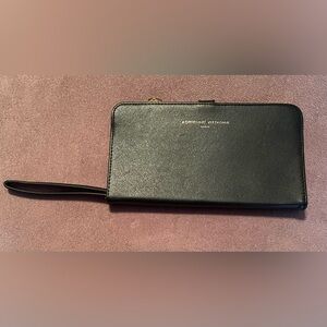 Adrienne Vittadini Black Leather Wristlet large wallet